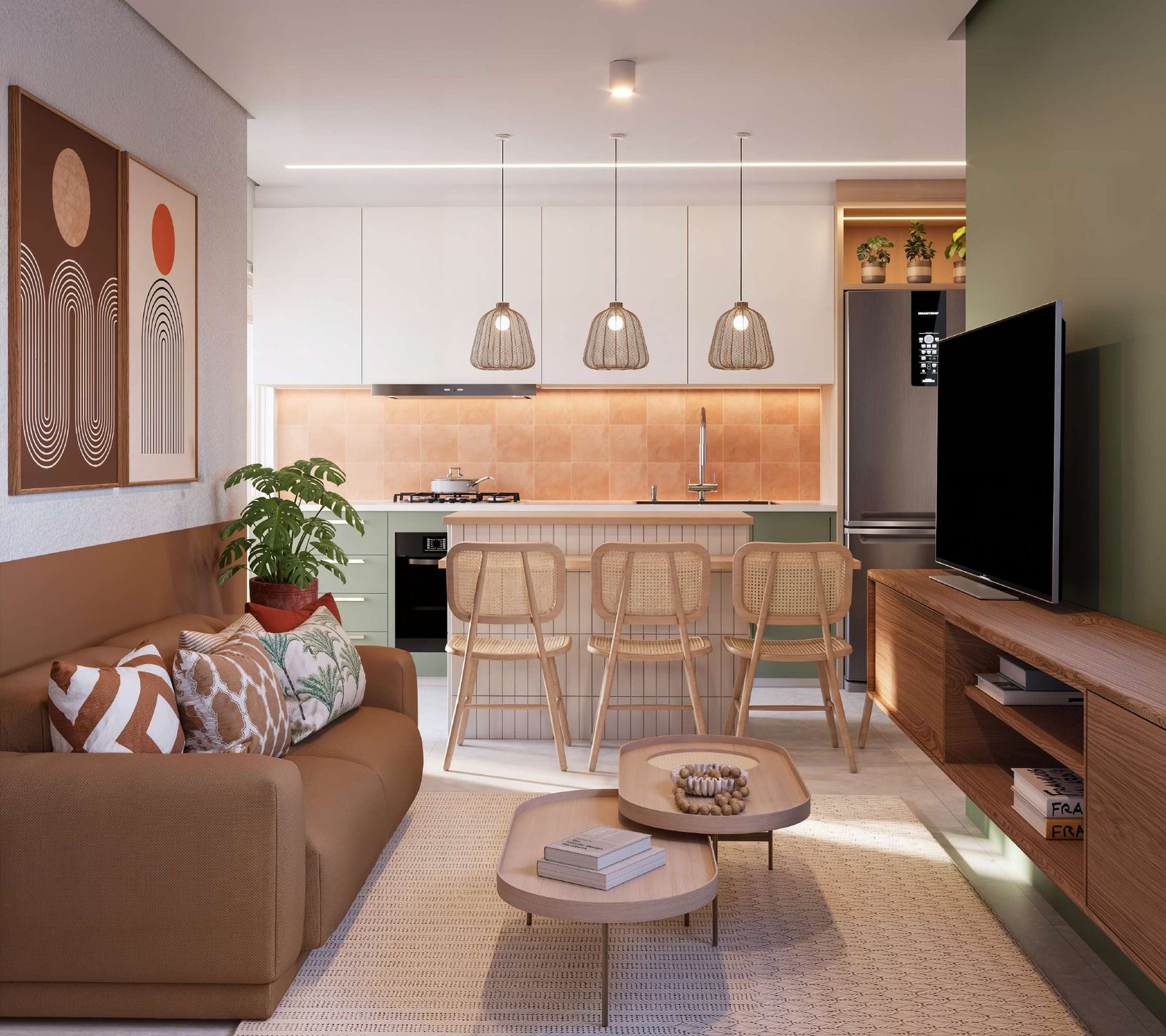 Sala de estar do apartamento de canto